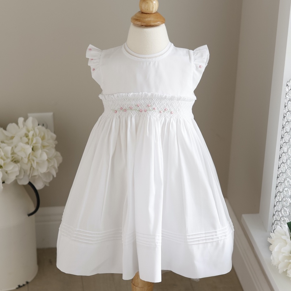 Rose Garden Collection Fly Sleeve Dress White Feltman Brothers NWT